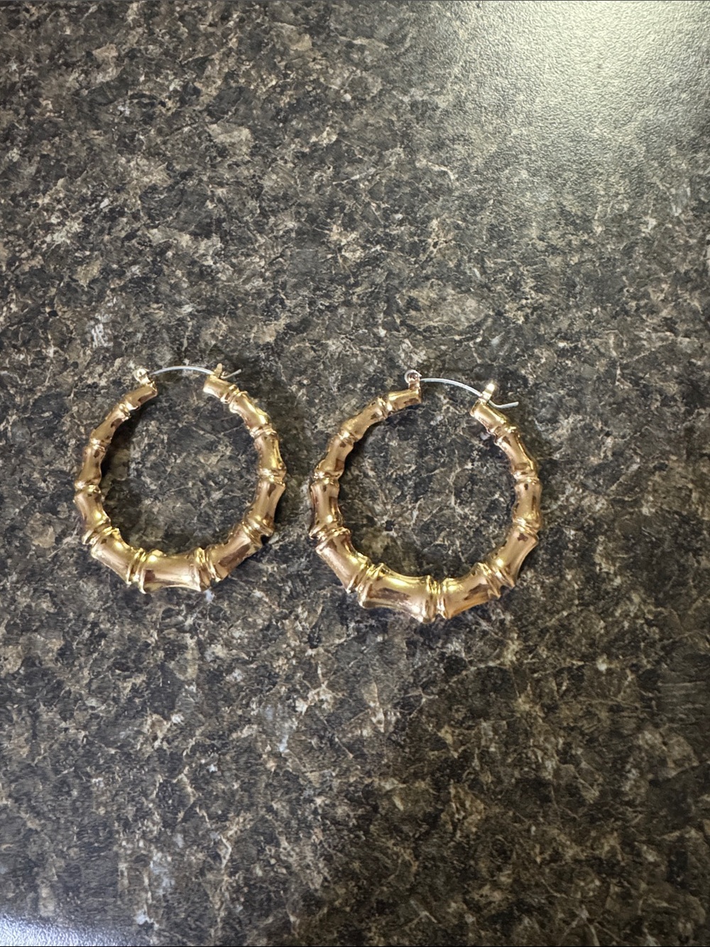 Gold Bamboo-Style Hoop Earrings - Women Jewelry